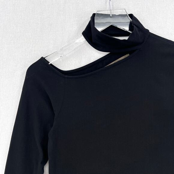 ENZA COSTA Detached Mockneck Top Womens Large Black Brushed Cotton Long Sleeve - Picture 7 of 16